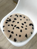 Sheepskin Seat Cushion - Non-Slip Merino Long Wool Round Pad with Cookie Pattern for Extra Comfort