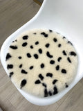 Sheepskin Seat Cushion - Non-Slip Merino Long Wool Round Pad with Cookie Pattern for Extra Comfort