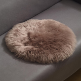 Long Wool Round Sheepskin Cushion, Natural Sheepskin Seat Plates/Chair Pads Cozy and Stylish