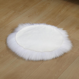 Long Wool Round Sheepskin Cushion, Natural Sheepskin Seat Plates/Chair Pads Cozy and Stylish
