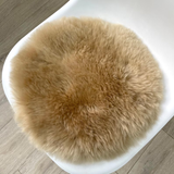Round Sheepskin Seat Cushion - Non-Slip Merino Long Wool Seat Pad for Ultimate Comfort and Support