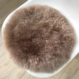 Round Sheepskin Seat Cushion - Non-Slip Merino Long Wool Seat Pad for Ultimate Comfort and Support