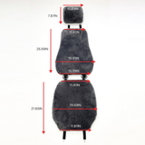 Genuine Sheepskin 100% Car Seat Cover for All Car Brands, Short Wool Car Seat Covers with Anti-Slip Back, Neck Pillow & Seat Cushion - Grey