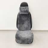 Genuine Sheepskin 100% Car Seat Cover for All Car Brands, Short Wool Car Seat Covers with Anti-Slip Back, Neck Pillow & Seat Cushion - Grey