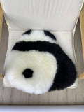 Sheepskin Panda Seat Cushion, Natural Genuine Sheepskin Seat Cover, Chair/Car/Sofa/Bed Throw Cover, Luxury and Soft Sheepskin Rug