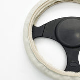Premium Sheepskin Steering Wheel Cover – Soft, Cozy, and Stylish Car Accessory for Winter, Gray, Beige