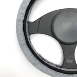 Premium Sheepskin Steering Wheel Cover – Soft, Cozy, and Stylish Car Accessory for Winter, Gray, Beige