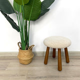 Beautiful Sheepskin Stool with American Red Oak Legs, Merino Sheepskin Wooden Chair Seat 36cm 46cm – Cozy & Elegant Home Decor - beige color