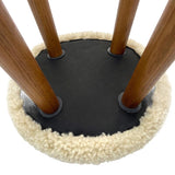 Beautiful Sheepskin Stool with American Red Oak Legs, Merino Sheepskin Wooden Chair Seat 36cm 46cm – Cozy & Elegant Home Decor - beige color