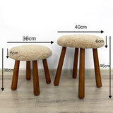 Beautiful Sheepskin Stool with American Red Oak Legs, Merino Sheepskin Wooden Chair Seat 36cm 46cm – Cozy & Elegant Home Decor - beige color