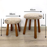 Beautiful Sheepskin Stool with American Red Oak Legs, Merino Sheepskin Wooden Chair Seat 36cm 46cm – Cozy & Elegant Home Decor - beige color