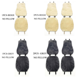 Genuine Sheepskin 100% Car Seat Cover for All Car Brands, Short Wool Car Seat Covers with Anti-Slip Back, Neck Pillow & Seat Cushion - Grey