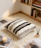 Soft Merino Sheepskin Pillow Cover Striped Pattern Boho Home Decor