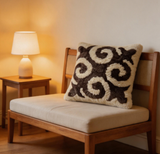 Boho Swirl Pillow Cover, Merino Sheepskin Throw Pillow, Neutral Home Decor