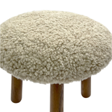 Beautiful Sheepskin Stool with American Red Oak Legs, Merino Sheepskin Wooden Chair Seat 36cm 46cm – Cozy & Elegant Home Decor - Light Brown