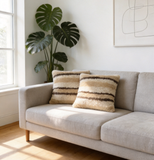 Soft Merino Sheepskin Pillow Cover Striped Pattern Boho Home Decor