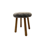Beautiful Sheepskin Stool with American Red Oak Legs, Merino Sheepskin Wooden Chair Seat 36cm 46cm – Cozy & Elegant Home Decor - Dark Brown