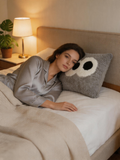 Cute Big Eyes Design Sheepskin Cushion Cover, Ultra Soft Cozy Home Decor Pillow Case Light Gray