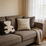 Cute Bear Design Genuine Sheepskin Pillow Cover, Warm Tone Cozy Home Decor Cushion