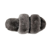 Women's sheepskin slippers Two Band Slides Grey 100% natural Australian merino sheepskin House Slippers