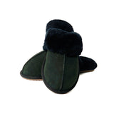 Women's sheepskin slippers Black 100% natural Australian merino sheepskin